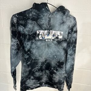 Hunter x Hunter Killua Anime Black Gray Tie Dye Hoodie Small